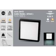 Alles YL15-1800-S Noas 18W Sıva Üstü Kare Panel Siyah Kasa Beyaz Işık
