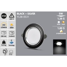 Alles YL38-0530 Noas 5 W Black + Sılver LED Spot 3 Renk YL38-0530 