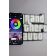 Domini Grand Theft Auto - Gta - Rgb LED Işıklı 3 Boyutlu Tabela - 20CM x 17CM x 2cm (Bluetooth Kontrollü)