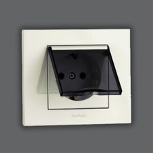 Ovivo Natural Beyaz Kapaklı Topraklı Priz Modül+Kapak Ovivo