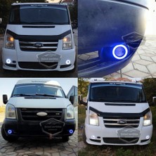 ŞüsCarOto Aksesuar Ford Transit Tüm Modeller Uyumlu Üniversal Mercekli Angel Sis Farı Metal Su Geçirmez 76 mm Buz Mavi Halkalı Gündüz Farı Angel Eyes 2 Adet