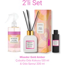 Misedor 2 Li Set Gold Amber Çubuklu Oda Kokusu 120 ml & Oda Spreyi 330 ml