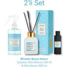 Misedor 2 Li Set Beyaz Sabun Çubuklu Oda Kokusu 120 ml & Oda Spreyi 330 ml