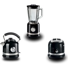 Ariete Moderna Kahvaltı Seti Su Isıtıcı Kettle + Smoothie Cam Blender + Ekmek Kızartma Makinesi Seti Siyah