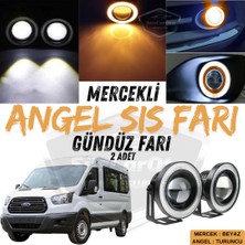 ŞüsCarOto Aksesuar Ford Transit Tüm Modeller Uyumlu Üniversal Mercekli Angel Sis Farı Metal Su Geçirmez 76 mm Turuncu Halkalı Gündüz Farı Angel Eyes 2 Adet