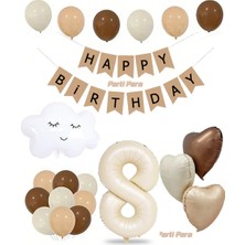 Parti Pera Bulut Folyo Balon Retro Kalp Folyo Balon Bej Renk Rakam Folyo Balon Zinciri Seti Balon Buketi