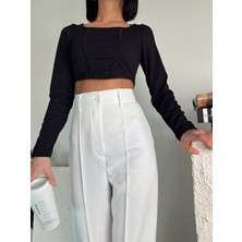 H&A Çimalı Slim Fit Kalip Kadın Salaş 90's Yüksek Salaş Paç Palazzo Pantolon