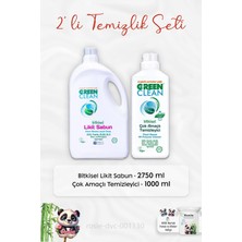 Green Clean Bitkisel Likit Sabun 2750 Ml, Çok Amaçlı Temizleyici  1 Lt ve Rosıe