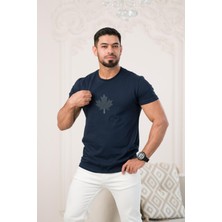 Paul Martin Bisiklet Yaka Önü Baskılı Pamuklu Basic Regular Fit T-Shirt