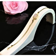 Güler Kuyumculuk Altın Baget Taşlı Künye-Bileklik