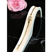 Güler Kuyumculuk Altın Baget Taşlı Künye-Bileklik