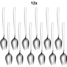 Chavin 304 Çelik 12 Adet Silver Çatallı Kaşık Sofra Salata Tatlı Meyve Çatalı CIN751BY