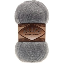 Alize ( 5 Adet ) Angora Gold Simli El Örgü Iplikleri Yelek Hırka Ipi Atkı Kazak Ipliği 87 Gri