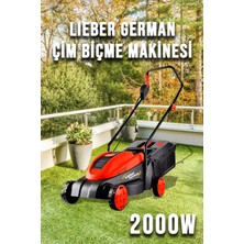 Lieber German Teknoloji Bakır Sargılı 2000 Watt Ayarlanabilir Tekerlekli Çim Ot Biçme Makinesi