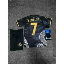 BySportakus Real Madrid 2024/25 Yeni Sezon Vini Jr Dragon Desenli Çocuk Forması 3'lü Set (Black)