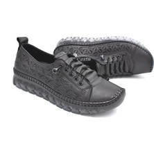 Prego Iniesta Içi Dışı Deri Şeffaf Termo Kaymaz Taban Günlük Kadın Comfort Ayakkabı Siyah