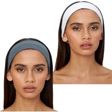 Salvia Dione 2'li Pamuklu Esnek Yoga Bandana Koşu Bandı Saç Bantları Gym Pilates Saç Bandı - Makyaj Yüz Yıkama Saç Aksesuarları - Sporcu Saç Bandı Seti Beyaz & Açık Mavi