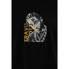 Shurax Unisex Baskılı Oversize T-Shirt - Siyah