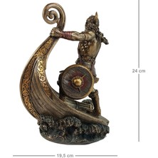 Rakun Home Knarr Gemisi Üstünde Iskandinav Viking Savaşçısı Biblo