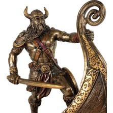 Rakun Home Knarr Gemisi Üstünde Iskandinav Viking Savaşçısı Biblo