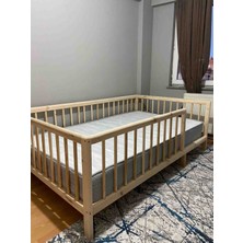 Akgül Minder Mobilya Ahşap Montessori Beşik Yatak Doğal Çam Yatak