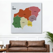 Acoula   Uşak Ili ve Ilçeler Haritası  Dekoratif Kanvas Tablo 1476