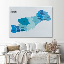 Acoula   Mersin Ili ve Ilçeler Haritası  Dekoratif Kanvas Tablo 1420