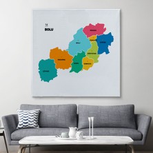 Acoula   Bolu Ili ve Ilçeler Haritası  Dekoratif Kanvas Tablo 1300