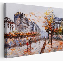 Acoula   Paris Sokakları Yağlıboya Görünüm Dekoratif Kanvas Duvar TABLOSU-3483