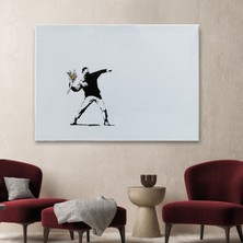 Acoula   Bansky'nin Çiçek Atan Adam Eseri Kanvas TABLO-5111