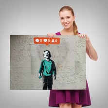 Acoula   Bansky Takipçisi Olmadığı Için Ağlayan Sosyal Medya Cocugu Kanvas TABLO-5021