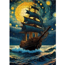 Tablomega Ahşap Mdf Puzzle Yapboz Van Gogh Tarzında Yelkenli Gemi 500 Parça 50*70 Cm