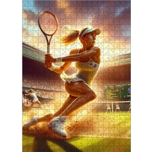 Tablomega Ahşap Mdf Puzzle Yapboz Tenis Oynayan Kadın 500 Parça 50*70 Cm