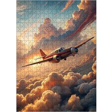 Tablomega Ahşap Mdf Puzzle Yapboz Bulutların Üstündeki Uçak 500 Parça 50*70 Cm