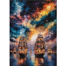 Tablomega Ahşap Mdf Puzzle Yapboz Yelkenli Tekneler Ve Renkli Gökyüzü 500 Parça 50*70 Cm