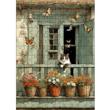 Ekart Ahşap Mdf Puzzle Yapboz Kelebekler Ve Kedi 120 Parça 25*35 Cm