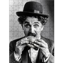 Ekart Ahşap Mdf Puzzle Yapboz Charlie Chaplin Hamburger Yiyor 120 Parça 25*35 Cm