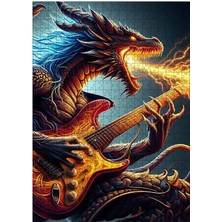 Ekart Ahşap Mdf Puzzle Yapboz Gitar Çalan Ejderha 500 Parça 50*70 Cm