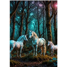 Ekart Ahşap Mdf Puzzle Yapboz Tek Boynuzlu Atlar 500 Parça 50*70 Cm