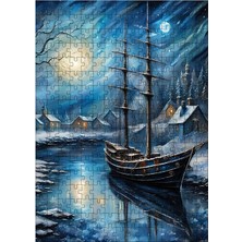 Ekart Ahşap Mdf Puzzle Yapboz Dolunay Veya Kendi Tekne 255 Parça 35*50 Cm