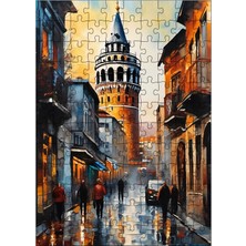 Ekart Ahşap Mdf Puzzle Yapboz Yağlıboya Galata Kulesi 120 Parça 25*35 cm