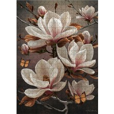 Ekart Ahşap Mdf Puzzle Yapboz Beyaz Çiçekler 500 Parça 50*70 cm