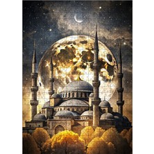 Ekart Ahşap Mdf Puzzle Yapboz Cami ve Dolunay 500 Parça 50*70 cm