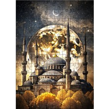 Ekart Ahşap Mdf Puzzle Yapboz Cami ve Dolunay 120 Parça 25*35 cm