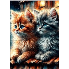 Ekart Ahşap Mdf Puzzle Yapboz Sevimli Kediler 120 Parça 25*35 cm