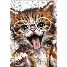 Ekart Ahşap Mdf Puzzle Yapboz Gözlüklü Kedi 120 Parça 25*35 cm