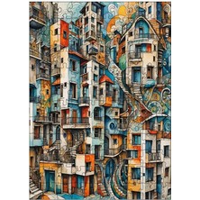 Ekart Ahşap Mdf Puzzle Yapboz Soyut Binalar 120 Parça 25*35 cm