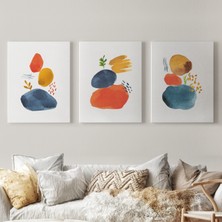 Acoula   Suluboya Şekilleri Soyut Sanat Dekoratif Tablo Seti-Aö-15