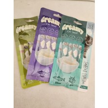 Creamy Kedi Ödül Maması 4x15 gr Deniz Tarağı Ton Balıklı Sığır Etli hangisinden istenirse gönderilir