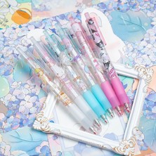 Kalesi 6 Parça Anime Karikatür Siyah 0.5mm Basın Geri Çekilebilir Tükenmez Kalem (Yurt Dışından)